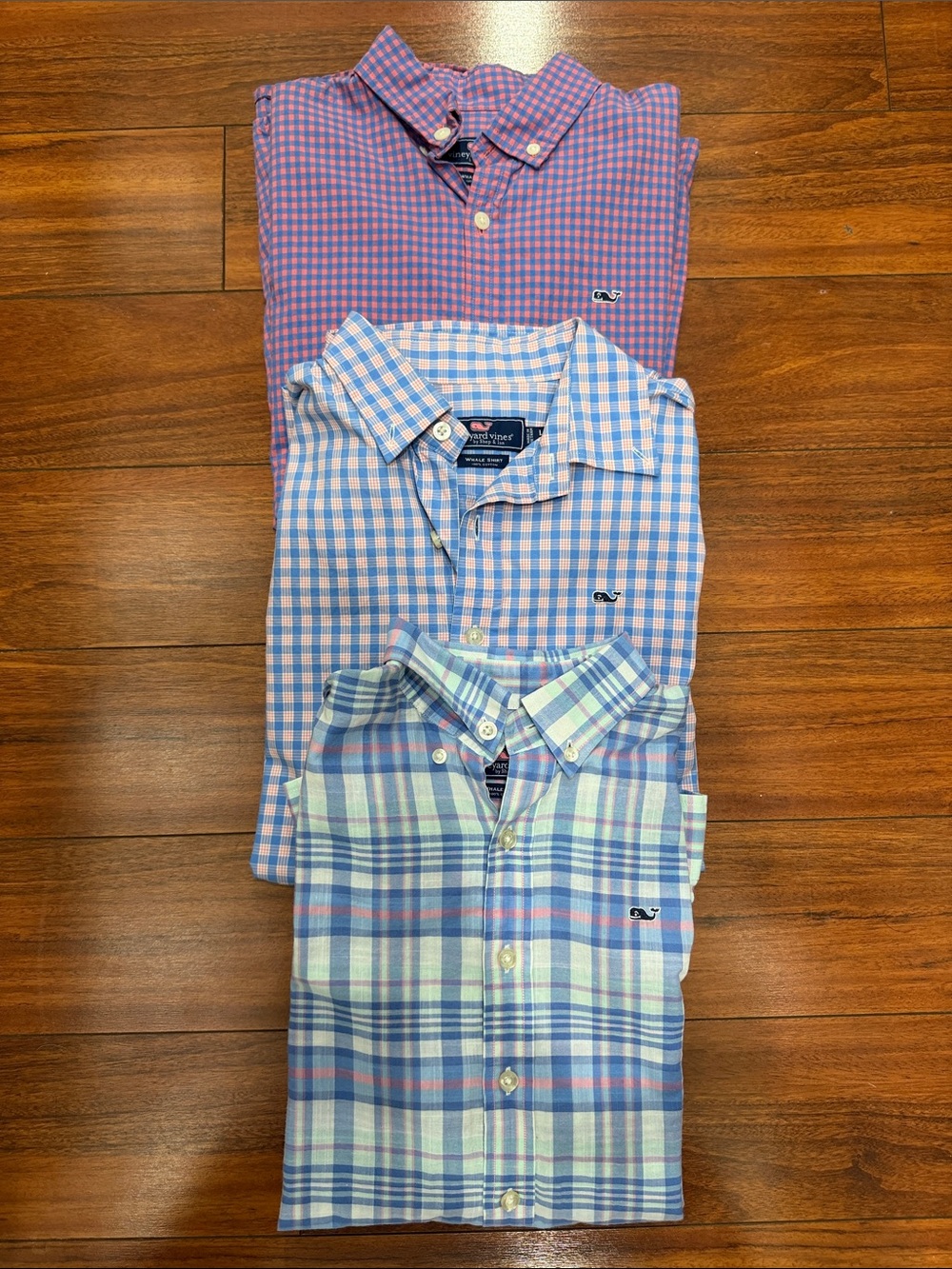 Vineyard Vines Whale Shirt Bundle, Cotton Plaid Button Up Boys Large (16)